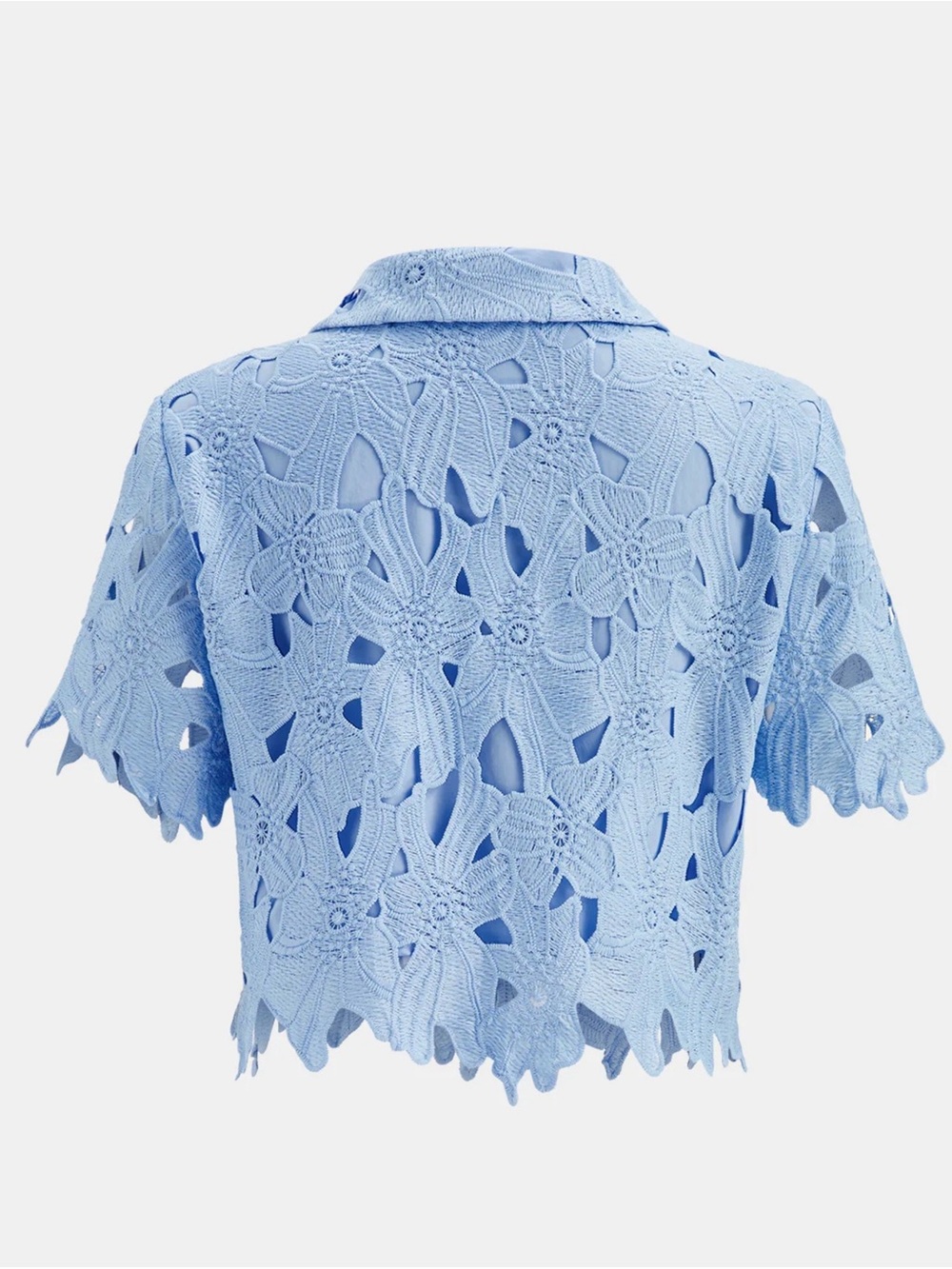 Commense Floral Lace Cropped Shirt & Shorts Set - Large - Blue - Picture 5 of 9